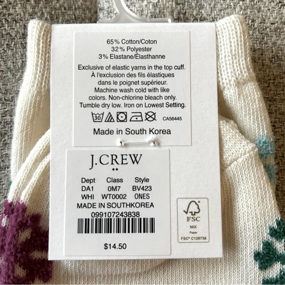 J Crew NWT Multicolored Snowflake Trouser Socks OS - Picture 4 of 6
